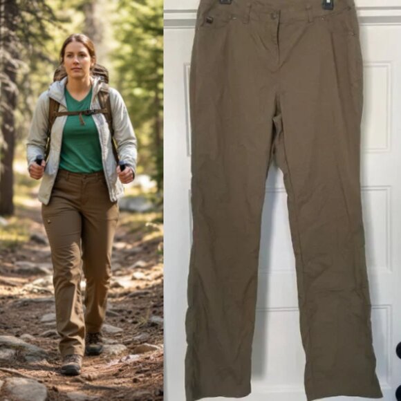 ExOfficio Insect Shield Pants Women Size 10 Khaki Tan Mid-Rise Hiking Nomad Pant - Picture 1 of 8